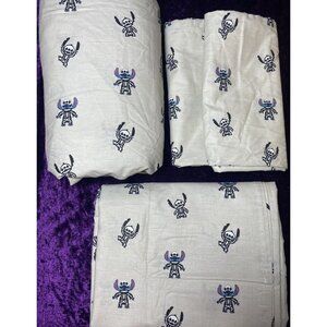 Disney Stitch Skeleton Sheet Set FULL size 100% Cotton 4 Pc LILO & STITCH Grey